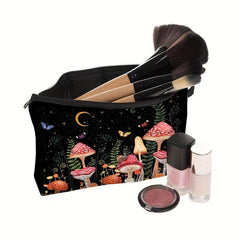 Mushroom Print Makeup Bag Cosmetic Case Travel Organizer Toiletry Pouch