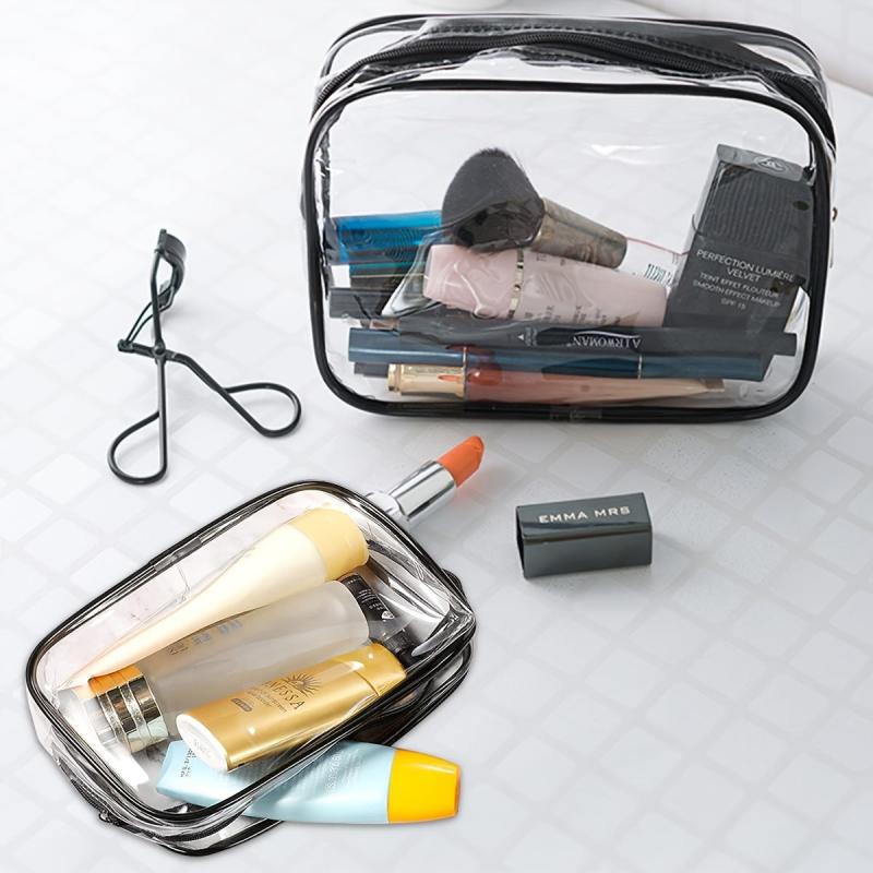 6pcs PVC Clear Toiletry Bags Travel Cosmetic Makeup Bags With Zipper