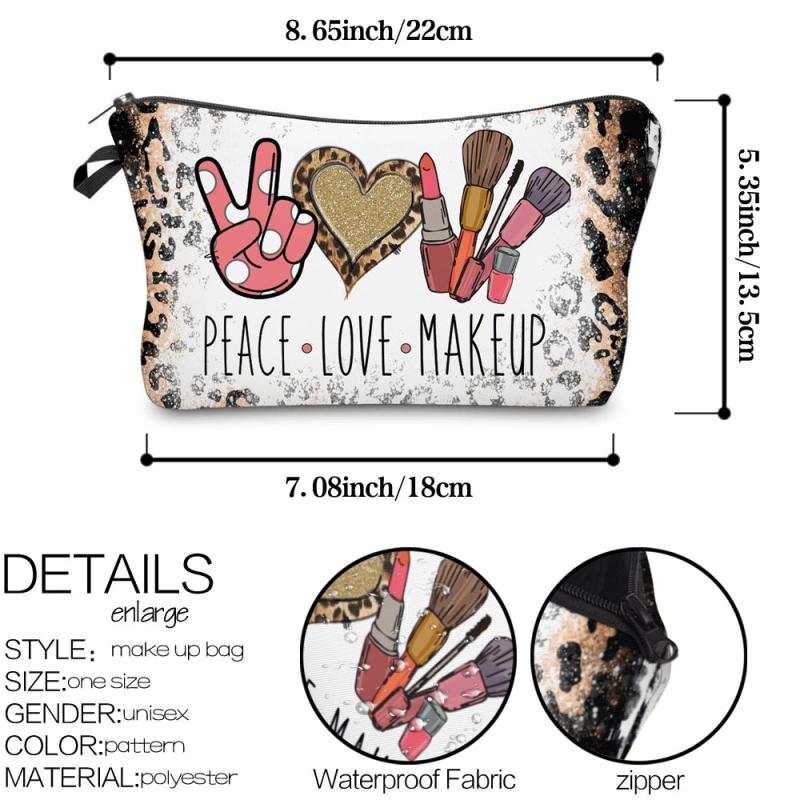 Waterproof Leopard Makeup Bag for Women Travel Toiletry Storage