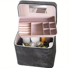Large Travel Makeup Organizer Bag with Jewelry and Toiletry Compartments