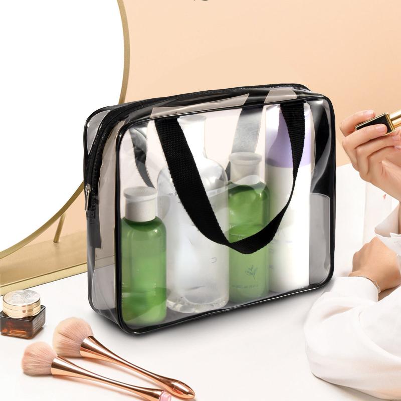 Portable Makeup Storage Bag Clear PVC Cosmetic Travel Toiletry Zipper Bag