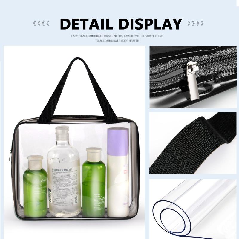 Portable Makeup Storage Bag Clear PVC Cosmetic Travel Toiletry Zipper Bag