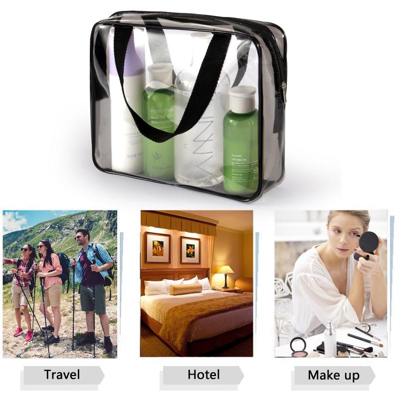 Portable Makeup Storage Bag Clear PVC Cosmetic Travel Toiletry Zipper Bag