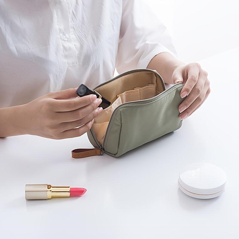 Solid Cosmetic Bag Portable Travel Storage Bag Zippered Toiletry Bag