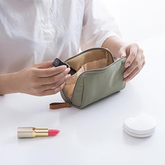 Solid Cosmetic Bag Portable Travel Storage Bag Zippered Toiletry Bag