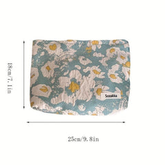 Floral Pattern Makeup Pouch Zipper Roomy Style Makeup Bag