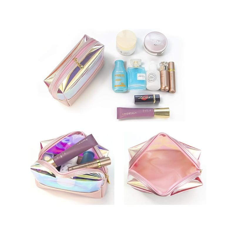 Holographic Makeup Bag TPU Laser Cosmetic Pouch Toiletry Organizer Clear