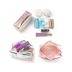 Holographic Makeup Bag TPU Laser Cosmetic Pouch Toiletry Organizer Clear