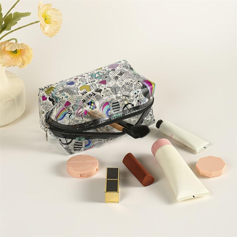 Cartoon Pattern PVC Makeup Bag Toiletry Bag Adorable Roomy Cosmetic Purse