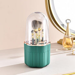 360 Rotating Makeup Brush Holder Organizer with Transparent Lid