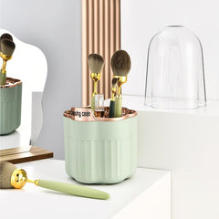 360 Rotating Makeup Brush Holder Organizer with Transparent Lid