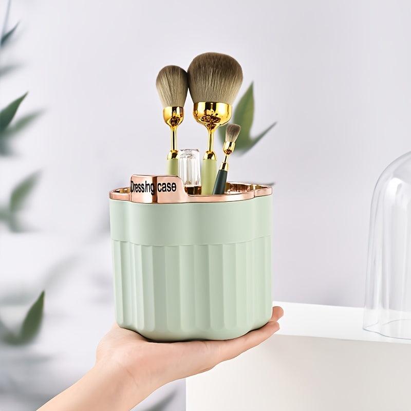 360 Rotating Makeup Brush Holder Organizer with Transparent Lid