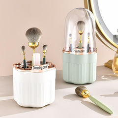 360 Rotating Makeup Brush Holder Organizer with Transparent Lid