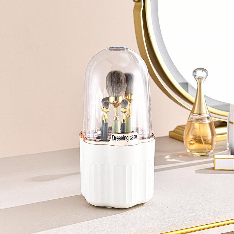 360 Rotating Makeup Brush Holder Organizer with Transparent Lid