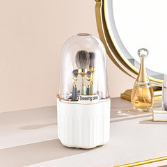 360 Rotating Makeup Brush Holder Organizer with Transparent Lid