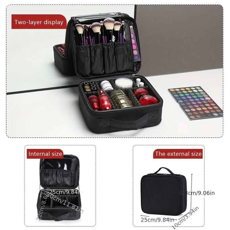 Portable Makeup Case Waterproof with Adjustable Dividers