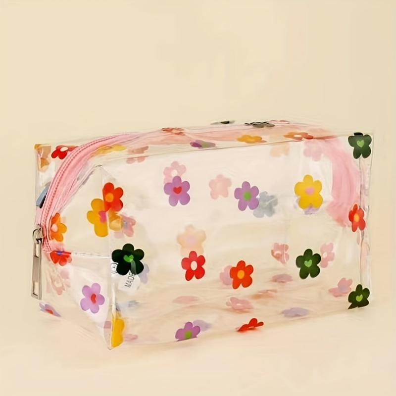 Floral Print Makeup Bag Zipper Waterproof Travel Toiletry Accessories Organizer