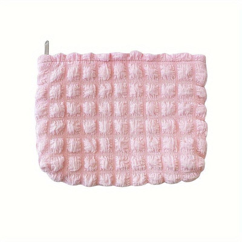 Solid Cosmetic Bag Makeup Organizer Chiffon Zipper Female Clutch Toiletry Bags