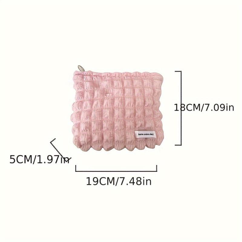 Solid Cosmetic Bag Makeup Organizer Chiffon Zipper Female Clutch Toiletry Bags