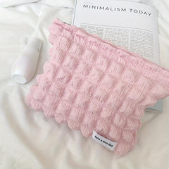 Solid Cosmetic Bag Makeup Organizer Chiffon Zipper Female Clutch Toiletry Bags