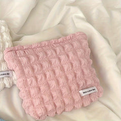 Solid Cosmetic Bag Makeup Organizer Chiffon Zipper Female Clutch Toiletry Bags