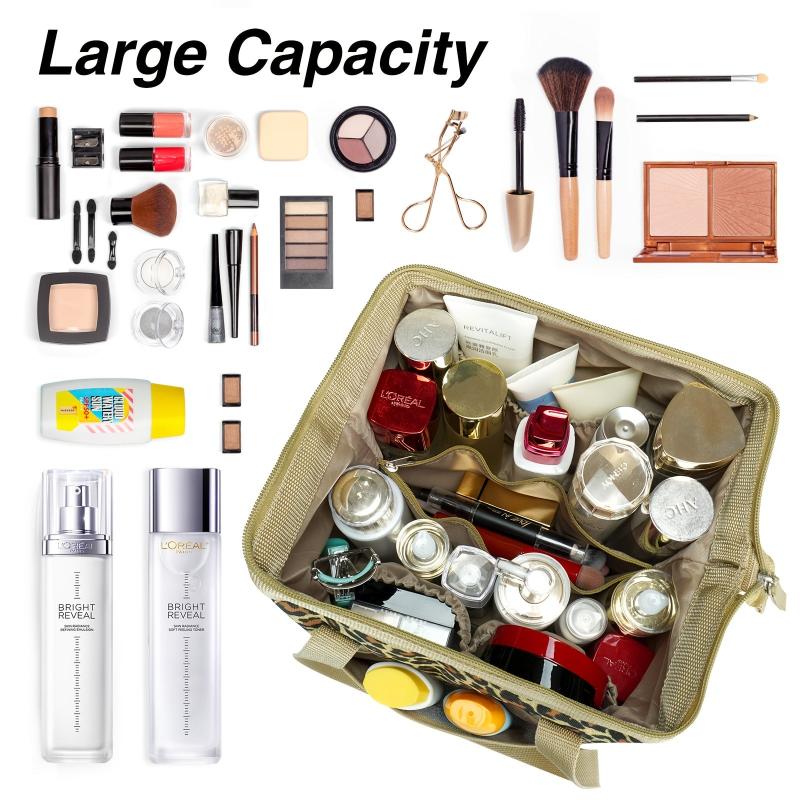Leopard Print Makeup Bag Portable Cosmetic Pouch Travel Organizer