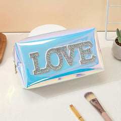 LOVE Letters Makeup Bag Y2k Style PVC Waterproof Cosmetic Pouch