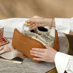 Large Capacity Travel Cosmetic Bag Leather Makeup Bag