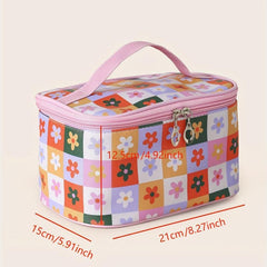 Floral Print Makeup Bag with Handle - Toiletry Bag for Women