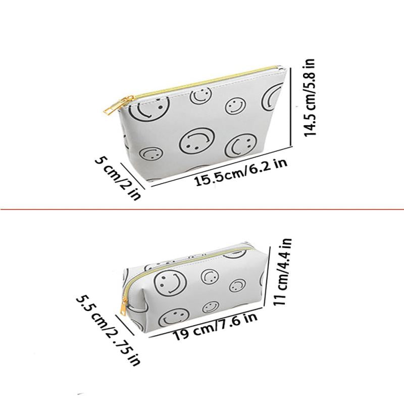 Smiling Face Makeup Bag Waterproof PU Leather Cosmetic Pouch for Women