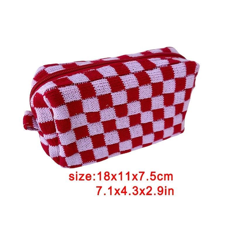 Large Capacity Plaid Makeup Bag Beauty Organizer Pouch Bag