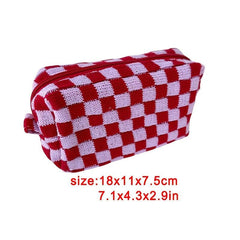 Large Capacity Plaid Makeup Bag Beauty Organizer Pouch Bag