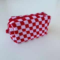 Large Capacity Plaid Makeup Bag Beauty Organizer Pouch Bag
