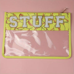 Clear Zipper Pouches Waterproof Toiletry Bag Baseball Softball Cosmetic Bag