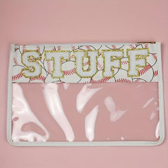 Clear Zipper Pouches Waterproof Toiletry Bag Baseball Softball Cosmetic Bag