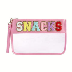 Glitter Monogram Clear Makeup Cosmetic Bag Zipper Toiletry Pouch