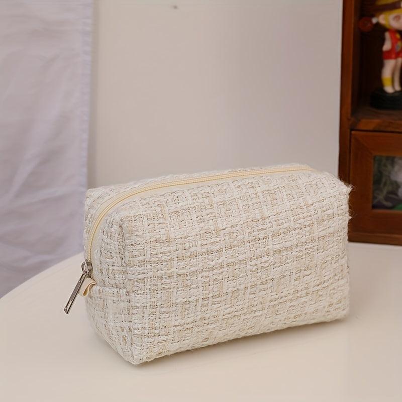 Plaid Pattern Square Makeup Bag Zipper Pouch
