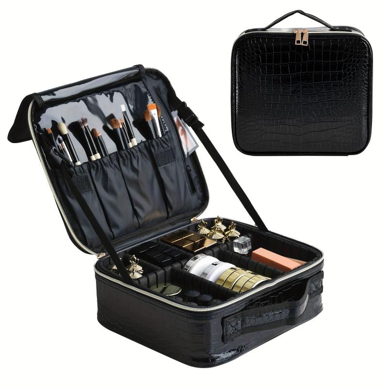 Large Travel Makeup Train Case Cosmetic Bag Organizer with Adjustable Dividers