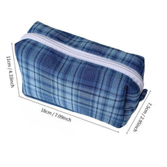 Vintage Plaid Makeup Bag Organizer Toiletry Travel Pouch