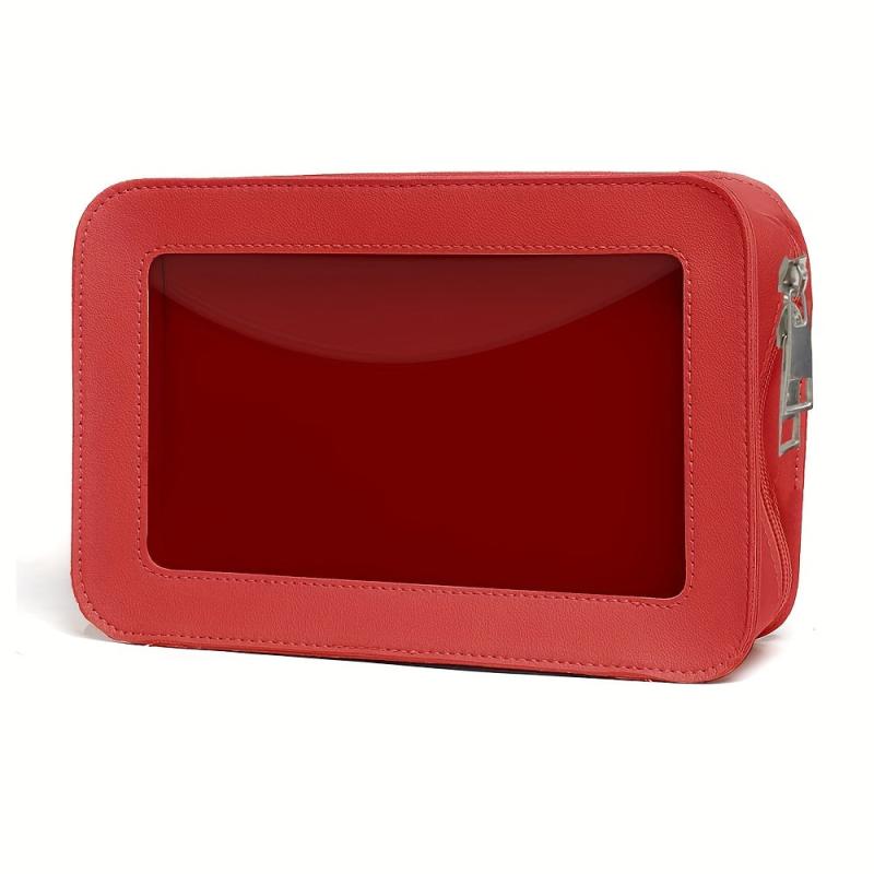 Makeup Case Waterproof PU Transparent Cosmetic Toiletry Bag