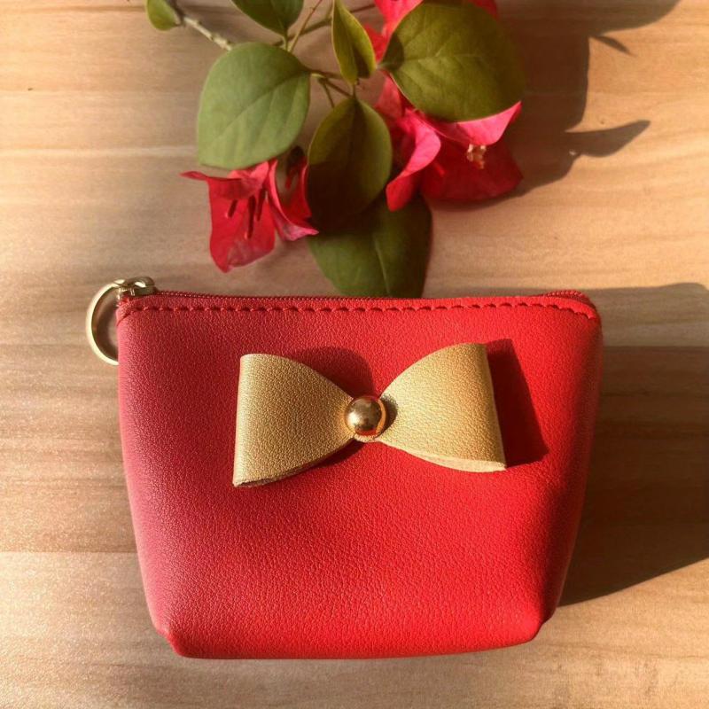 Bow Cosmetic Bag Zipper Makeup Storage Bag Bow Decor Coin Purse