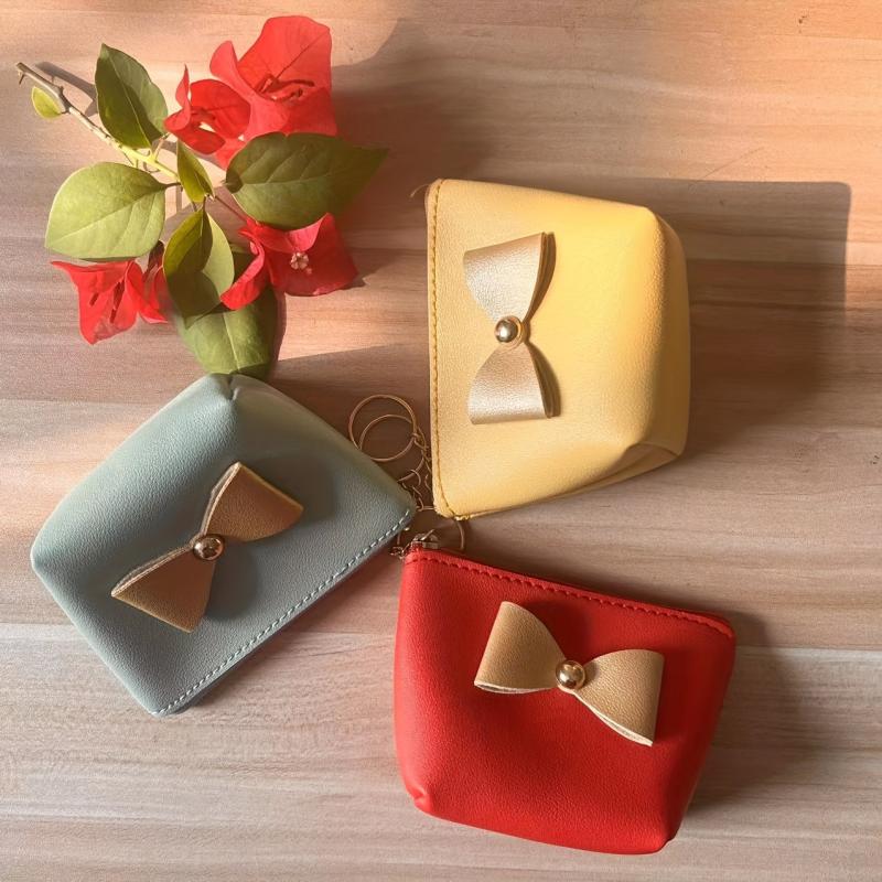 Bow Cosmetic Bag Zipper Makeup Storage Bag Bow Decor Coin Purse