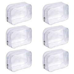 6 Pack Clear Toiletry Carry Pouch Portable Waterproof Cosmetic Bag