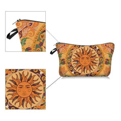 Sun Pattern Zippered Makeup Bag Travel Toiletry Pouch Case