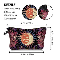 Sun Pattern Zippered Makeup Bag Travel Toiletry Pouch Case