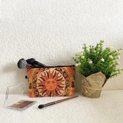 Sun Pattern Zippered Makeup Bag Travel Toiletry Pouch Case