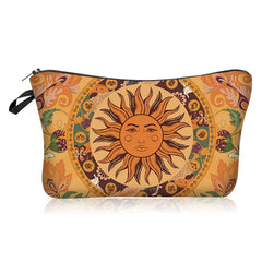Sun Pattern Zippered Makeup Bag Travel Toiletry Pouch Case