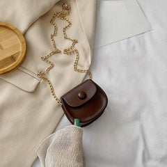 Stylish Mini Flap Chain Saddle Bag for Makeup Lipsticks and Toiletries