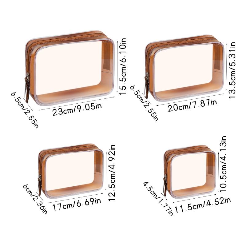 4Pcs Travel Makeup Bag PVC Transparent Cosmetic Cases Waterproof Storage