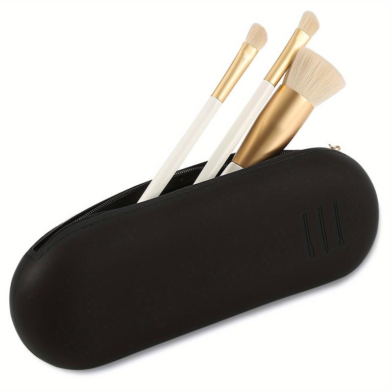 Travel Makeup Brush Holder Silicone Organizer Waterproof Case Zipper Closure
